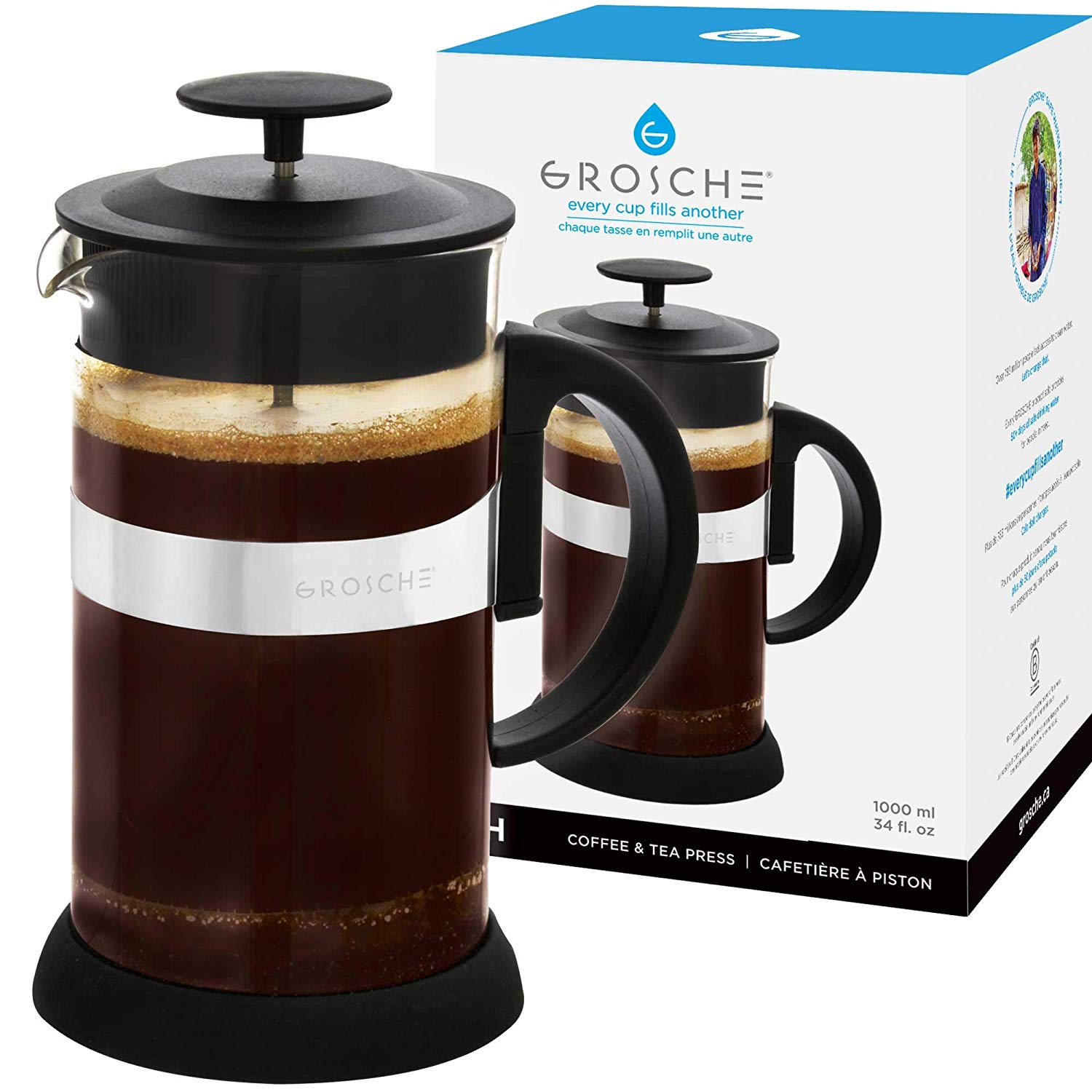 ZURICH French Press Coffee Maker, 34 fl. oz / 1000mL