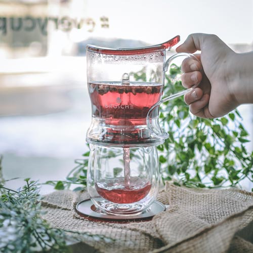 GROSCHE aberdeen red loose leaf tea maker easy to pour tea