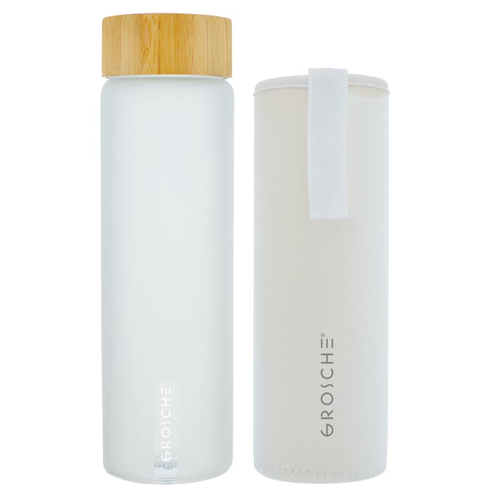 grosche venice frosted water bottle with bamboo lid