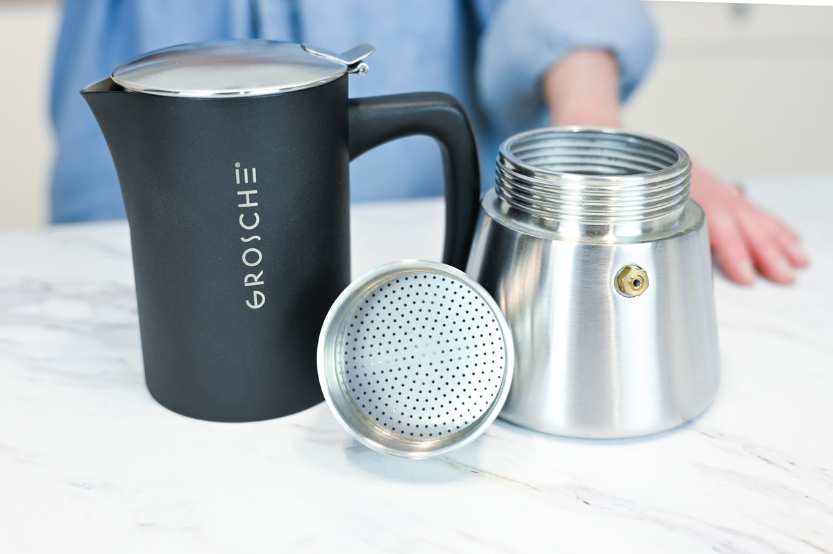 MILANO STEEL Stovetop Espresso Maker, Moka Pot - 6 Cup