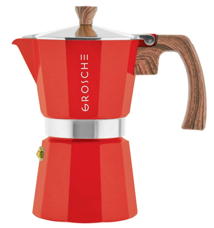 GROSCHE milano red stovetop espresso maker manual coffee maker moka pot greca stovetop percolator