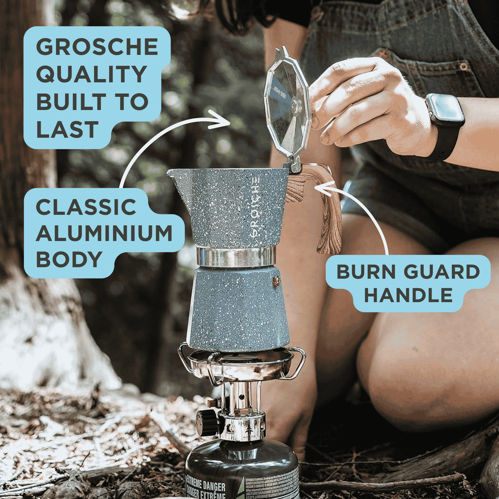 MILANO STONE Stovetop Espresso Maker, Moka Pot - 6 Cup