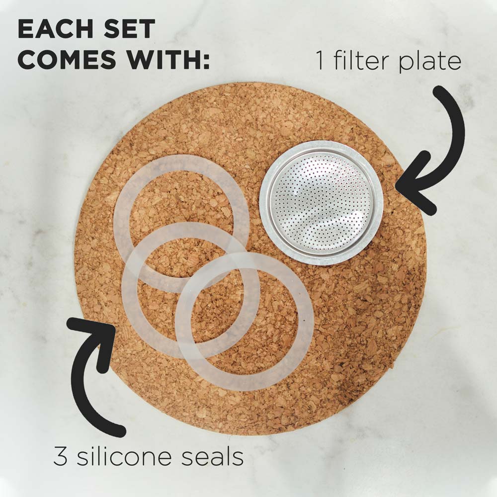 MILANO Moka Pot, Funnel, Gasket, Filter - 1 Cup Bundle