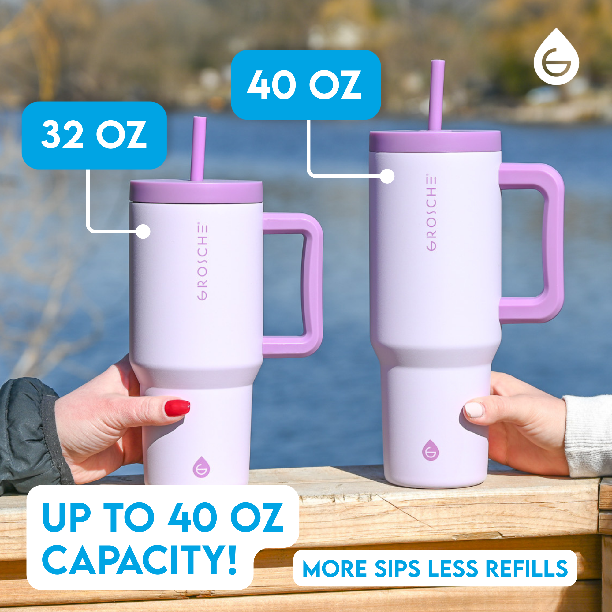 ASPEN Insulated Tumbler with Handle and Straw, 32oz