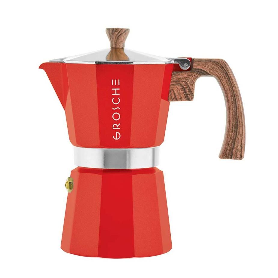 GROSCHE Red Milano Stovetop Espresso Maker 6 cup