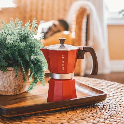 GROSCHE Milano stovetop espresso maker moka pot coffee red