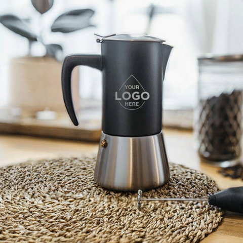 Black custom Grosche Milano steel stovetop espresso maker 