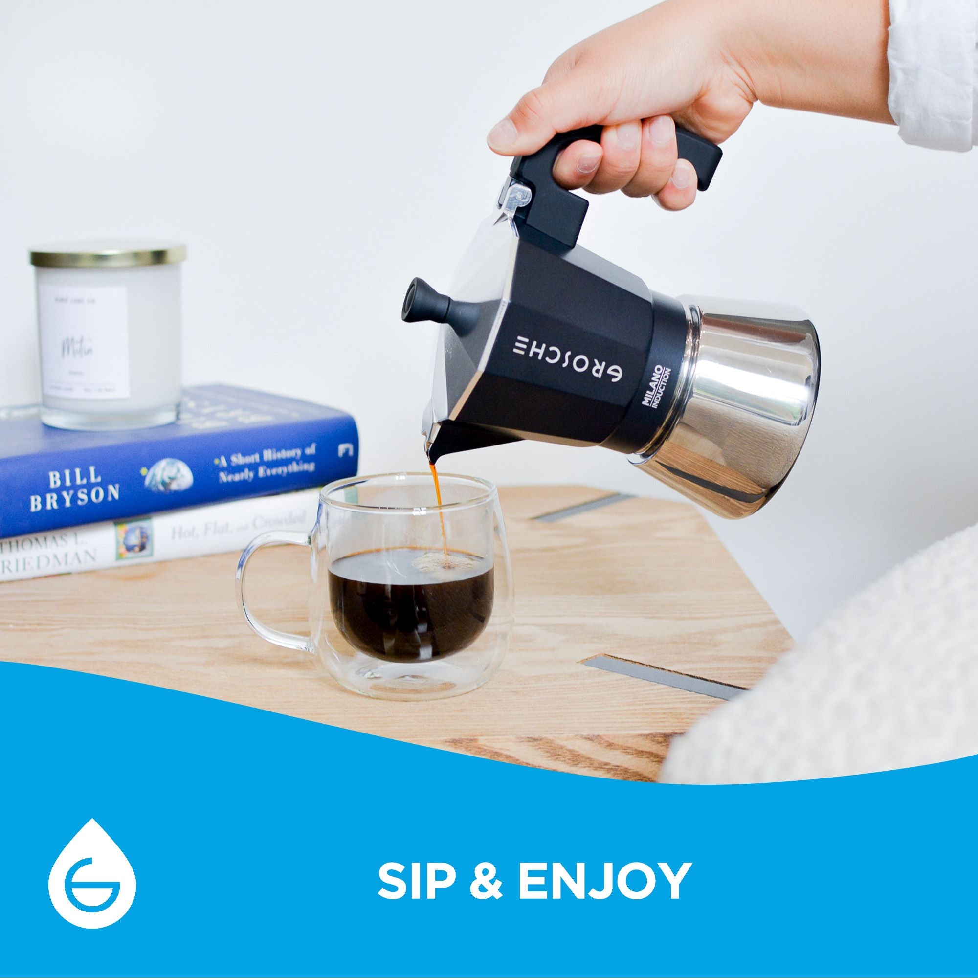 Induction Moka Pot – MILANO 6-Cup Stovetop Espresso Maker | GROSCHE