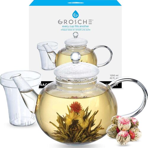 Grosche Monaco glass tea pot with glass tea infuser teapot for loose tea