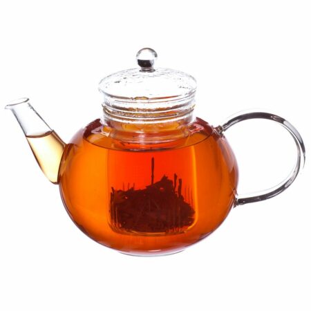 grosche monaco glass infuser teapot with black tea steeping