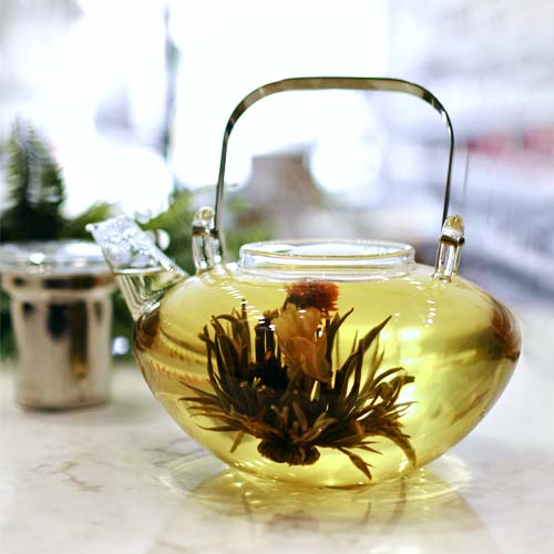 GROSCHE tuscany glass teapot with temple blooming tea green tea