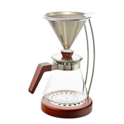 pour over coffee maker, pour over coffee with reusable filter, fine mesh stainless steel coffee filter, wooden pour over set, pour over manual coffee brewer, GROSCHE Frankfurt