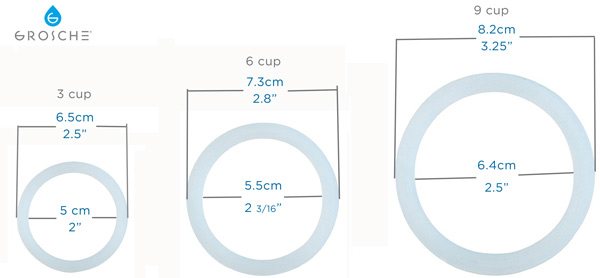 GROSCHE-stovetop-espresso-maker--seal-size chart gasket