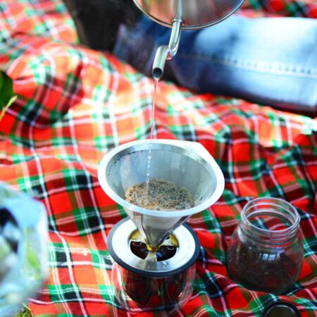 Camping-coffee-with-Ultramesh-pour-over-and-Marrakesh-kettle-pouring-water--2