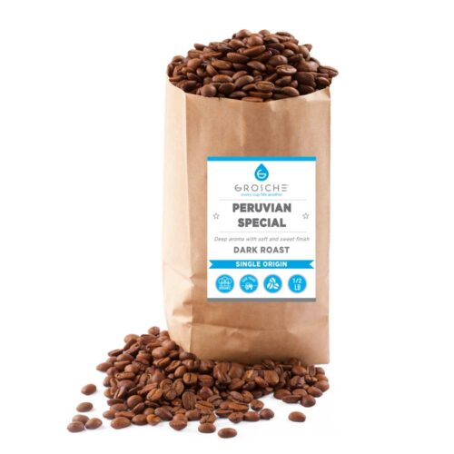 Peruvian dark roast coffee beans half pound