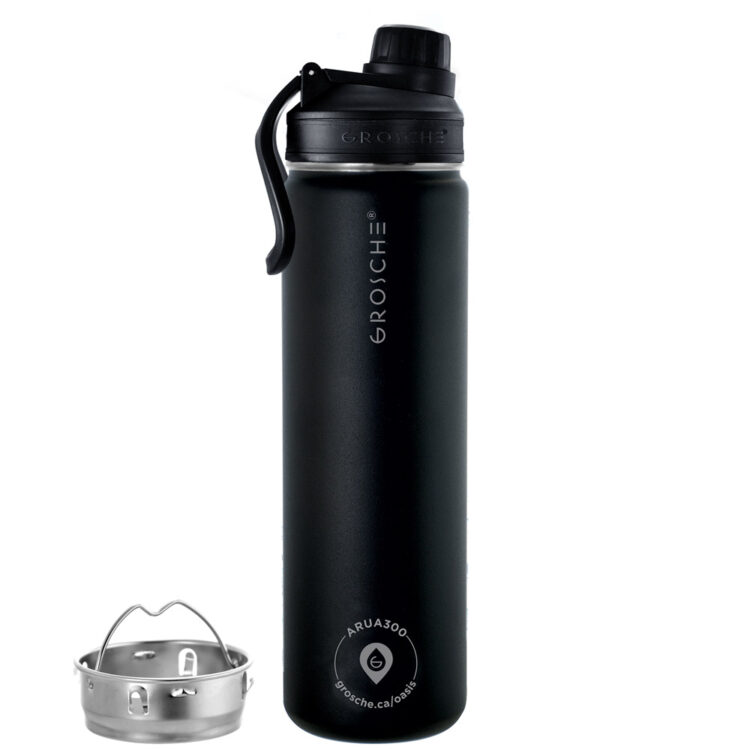 black oasis insulated infusion bottle travel flask for hot and cold drinks sports lid