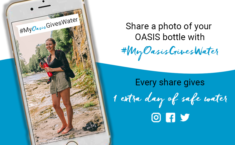 GROSCHE Oasis stainless steel infusion water bottle instagram campaign stainless steel water bottle #MyOasisGivesWater