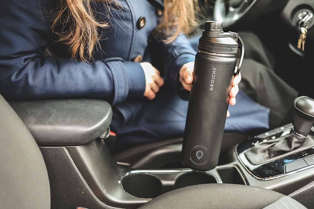 oasis double walled insulated water bottle black cup holder friendly flask