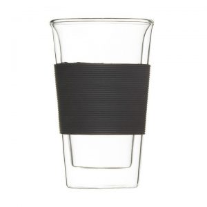 black glass tumbler