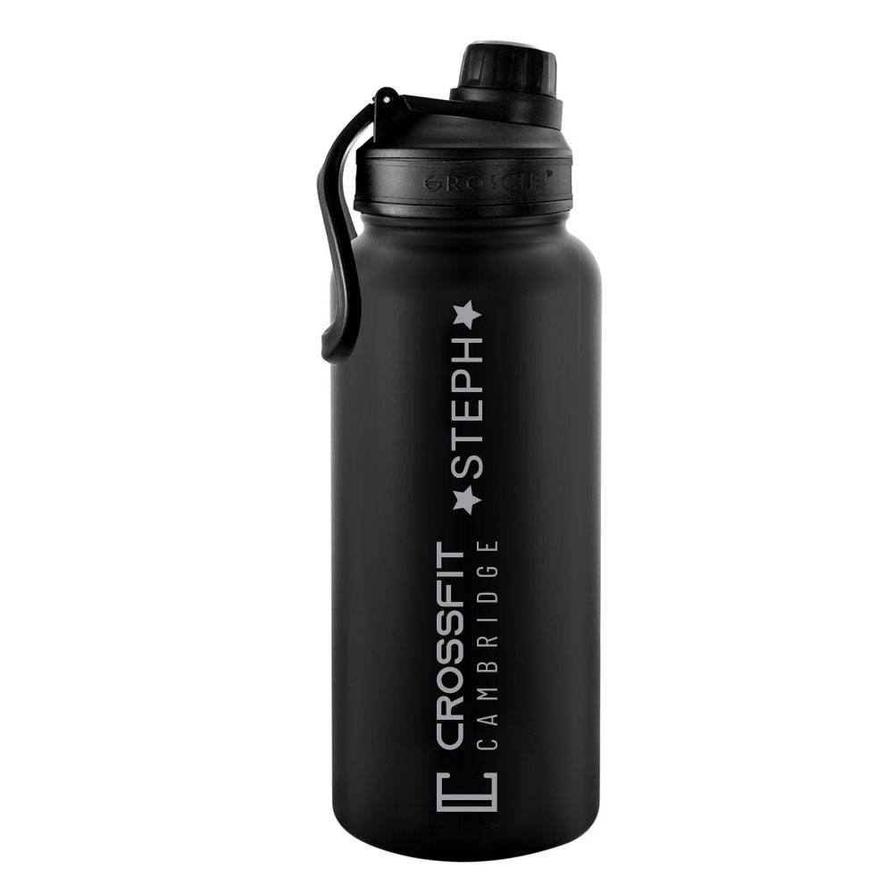 grosche chicago steel workout water bottle gym bottle, crossfit bottle infuser for tea and fruit, stainless steel crossfit water bottle tea infuser bottle, tea flask, fruit infuser water bottle