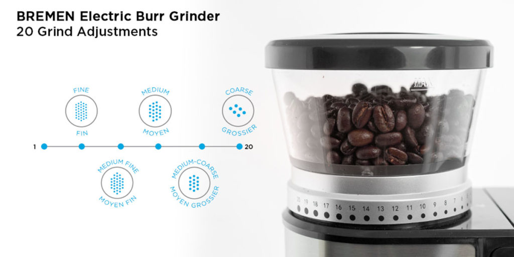 GROSCHE bremen burr electric coffee grinder, 20 grind adjustments