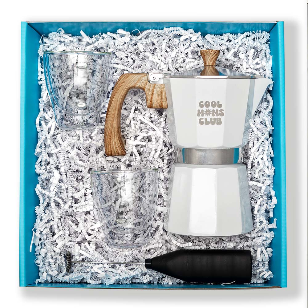 Grosche Milano Stovetop Espresso Coffee Maker and Turbo Milk Frother, Blue