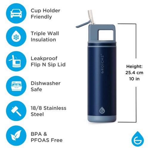 ALPINE flip n sip water bottle, insulated water bottle, straw water bottle, water bottle with straw, tumbler with straw