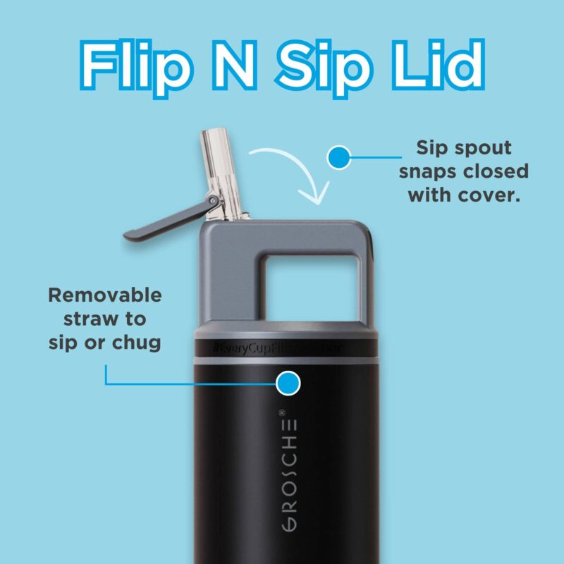 ALPINE flip n sip water bottle, insulated water bottle, straw water bottle, water bottle with straw, tumbler with straw