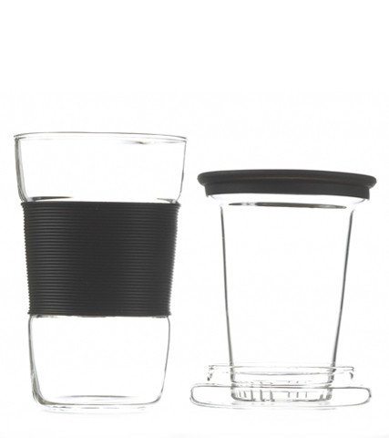 GROSCHE INFUZ Tea Mug With Glass Infuser in Black